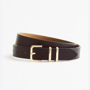 NWT Abercrombie Black Leather Belt with Gold Buckle